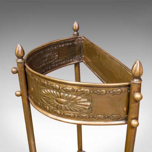 ANTIQUE DEMILUNE STICK LOOP ENGLISH BRASS HALL STAND ART NOUVEAU VICTORIAN - ADDITIONAL PHOTO 7