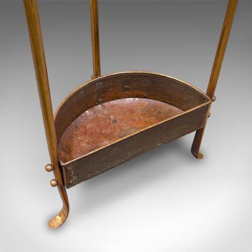 ANTIQUE DEMILUNE STICK LOOP ENGLISH BRASS HALL STAND ART NOUVEAU VICTORIAN - ADDITIONAL PHOTO 8