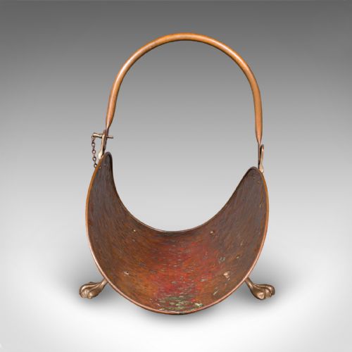 ANTIQUE LOG LAYER ENGLISH COPPER BRASS FIRESIDE FUEL TRAY VICTORIAN C1870 - ADDITIONAL PHOTO 2