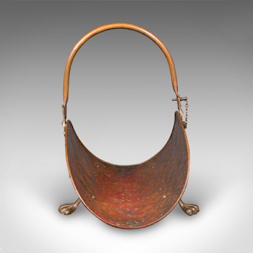 ANTIQUE LOG LAYER ENGLISH COPPER BRASS FIRESIDE FUEL TRAY VICTORIAN C1870 - ADDITIONAL PHOTO 4