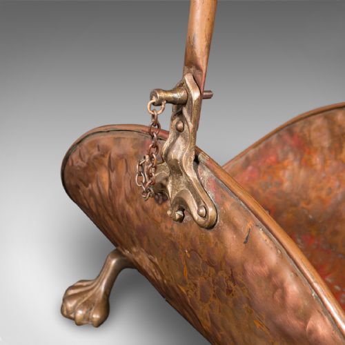ANTIQUE LOG LAYER ENGLISH COPPER BRASS FIRESIDE FUEL TRAY VICTORIAN C1870 - ADDITIONAL PHOTO 5