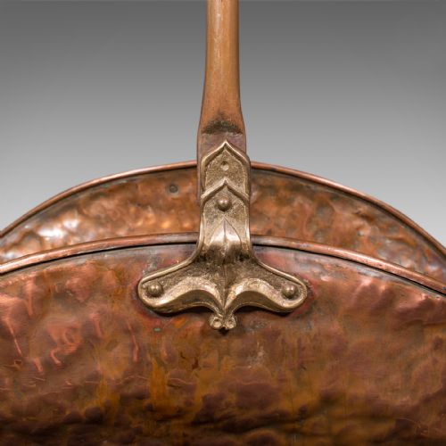 ANTIQUE LOG LAYER ENGLISH COPPER BRASS FIRESIDE FUEL TRAY VICTORIAN C1870 - ADDITIONAL PHOTO 6