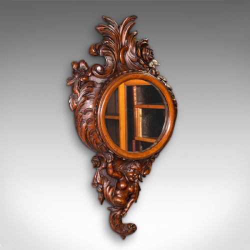 ANTIQUE ROCOCO MIRROR ITALIAN CARVED FRUITWOOD HALL LOUNGE VICTORIAN 1900 - ADDITIONAL PHOTO 1