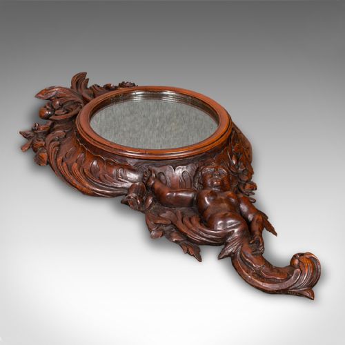 ANTIQUE ROCOCO MIRROR ITALIAN CARVED FRUITWOOD HALL LOUNGE VICTORIAN 1900 - ADDITIONAL PHOTO 3