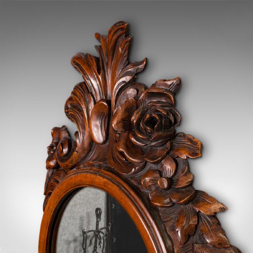 ANTIQUE ROCOCO MIRROR ITALIAN CARVED FRUITWOOD HALL LOUNGE VICTORIAN 1900 - ADDITIONAL PHOTO 4