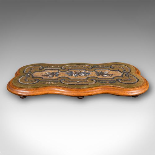 ANTIQUE TEA FANCIES STAND ENGLISH WALNUT BEADWORK CAKE PLATTER VICTORIAN - ADDITIONAL PHOTO 1