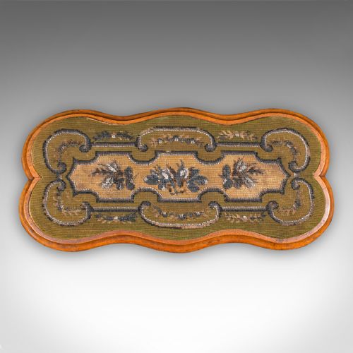 ANTIQUE TEA FANCIES STAND ENGLISH WALNUT BEADWORK CAKE PLATTER VICTORIAN - ADDITIONAL PHOTO 2