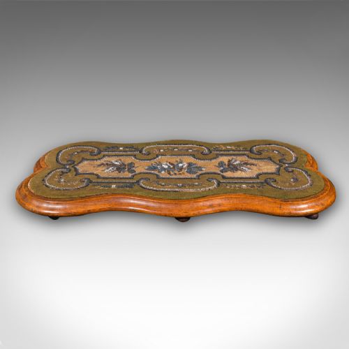 ANTIQUE TEA FANCIES STAND ENGLISH WALNUT BEADWORK CAKE PLATTER VICTORIAN - ADDITIONAL PHOTO 4