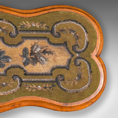 ANTIQUE TEA FANCIES STAND ENGLISH WALNUT BEADWORK CAKE PLATTER VICTORIAN - ADDITIONAL PHOTO 6