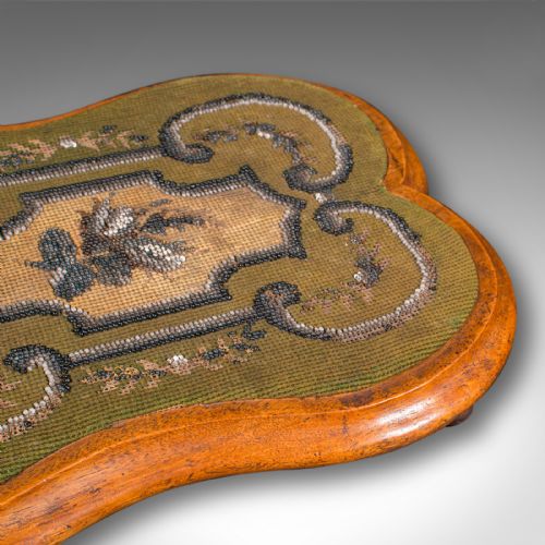 ANTIQUE TEA FANCIES STAND ENGLISH WALNUT BEADWORK CAKE PLATTER VICTORIAN - ADDITIONAL PHOTO 7
