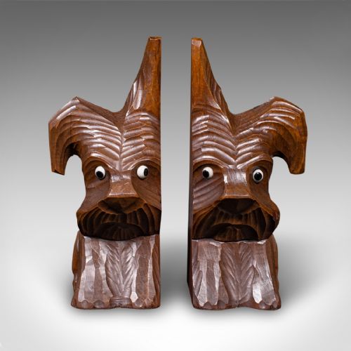 fig 2. Pair of Antique Scottie Dog Bookends, English Beech, Book Rests, Edwardian, 1910