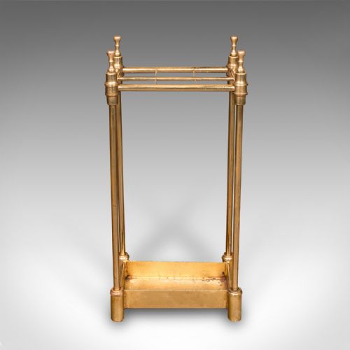 fig 1. Antique Six Division Stick Stand, English, Brass, Hall, Umbrella Rack, Edwardian