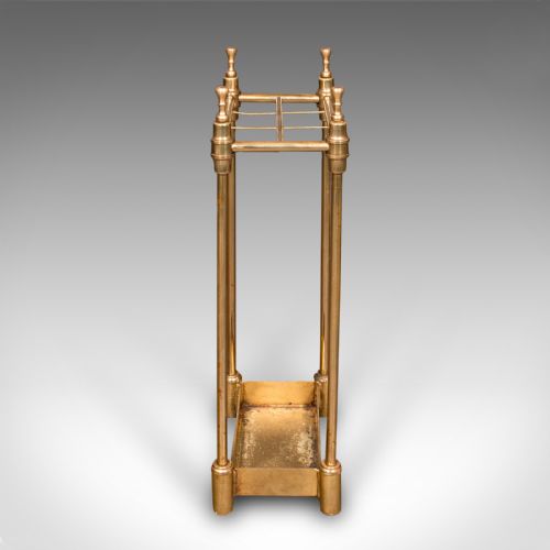 fig 2. Antique Six Division Stick Stand, English, Brass, Hall, Umbrella Rack, Edwardian