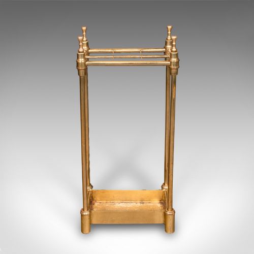 fig 3. Antique Six Division Stick Stand, English, Brass, Hall, Umbrella Rack, Edwardian