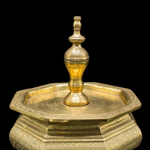 ANTIQUE TEMPLE BETEL NUT DISH INDONESIAN ENGRAVED BRASS SIREH STAND VICTORIAN - ADDITIONAL PHOTO 6