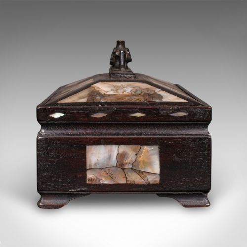 ANTIQUE GLOVE BOX ORIENTAL INLAID DECORATIVE CASKET QING DYNASTY EDWARDIAN - ADDITIONAL PHOTO 2