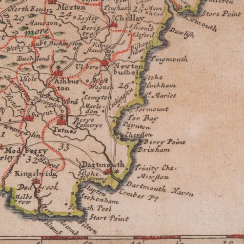 ANTIQUE DEVONSHIRE MAP ENGLISH FRAMED ROBERT MORDEN DEVON CARTOGRAPHY GEORGIAN - ADDITIONAL PHOTO 8