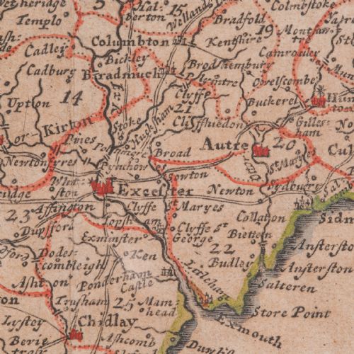 ANTIQUE DEVONSHIRE MAP ENGLISH FRAMED ROBERT MORDEN DEVON CARTOGRAPHY GEORGIAN - ADDITIONAL PHOTO 9