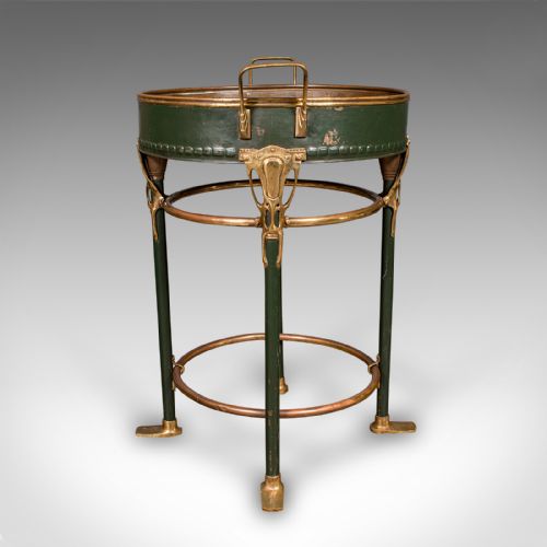 ANTIQUE BOTTLE COOLER FRENCH BRASS COCKTAIL PARTY JARDINIERE STAND VICTORIAN - ADDITIONAL PHOTO 2