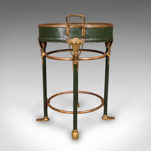 ANTIQUE BOTTLE COOLER FRENCH BRASS COCKTAIL PARTY JARDINIERE STAND VICTORIAN - ADDITIONAL PHOTO 4