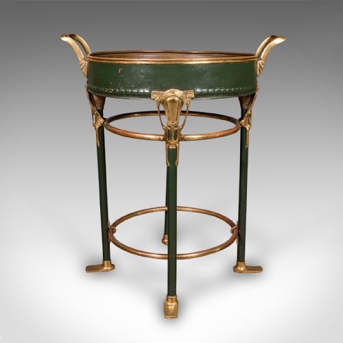 ANTIQUE BOTTLE COOLER FRENCH BRASS COCKTAIL PARTY JARDINIERE STAND VICTORIAN - ADDITIONAL PHOTO 5