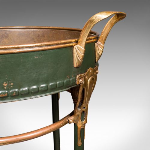 ANTIQUE BOTTLE COOLER FRENCH BRASS COCKTAIL PARTY JARDINIERE STAND VICTORIAN - ADDITIONAL PHOTO 7