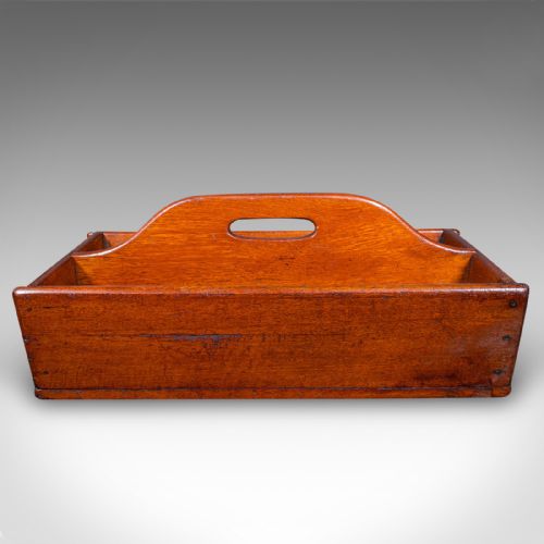 ANTIQUE FOOTMAN'S CARRY TRAY ENGLISH FRUITWOOD BUTLER'S WORK BOX VICTORIAN - ADDITIONAL PHOTO 4