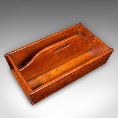ANTIQUE FOOTMAN'S CARRY TRAY ENGLISH FRUITWOOD BUTLER'S WORK BOX VICTORIAN - ADDITIONAL PHOTO 7