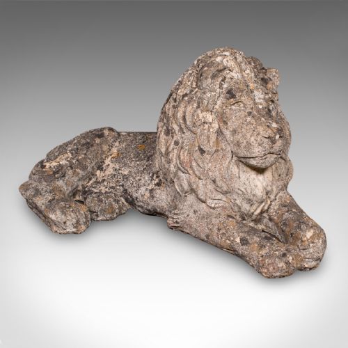 fig 3. Pair of Antique Garden Lions, English, Outdoor, Fireside, Ornamental, Edwardian