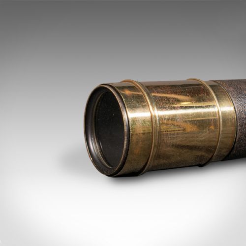 ANTIQUE TELESCOPE ENGLISH 6DRAW BRASS LEATHER TERRESTRIAL VICTORIAN 1860 - ADDITIONAL PHOTO 5