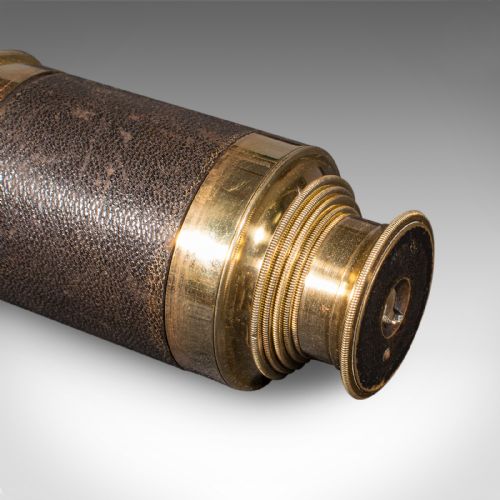 ANTIQUE TELESCOPE ENGLISH 6DRAW BRASS LEATHER TERRESTRIAL VICTORIAN 1860 - ADDITIONAL PHOTO 9