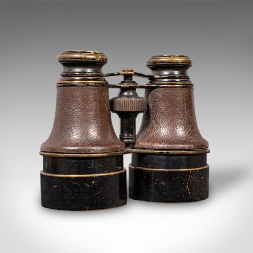 PAIR OF ANTIQUE OPERA GLASSES ENGLISH LEATHER BRASS BINOCULARS ROSS LONDON - ADDITIONAL PHOTO 3