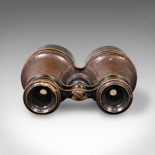PAIR OF ANTIQUE OPERA GLASSES ENGLISH LEATHER BRASS BINOCULARS ROSS LONDON - ADDITIONAL PHOTO 5