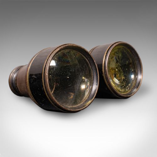 PAIR OF ANTIQUE OPERA GLASSES ENGLISH LEATHER BRASS BINOCULARS ROSS LONDON - ADDITIONAL PHOTO 6