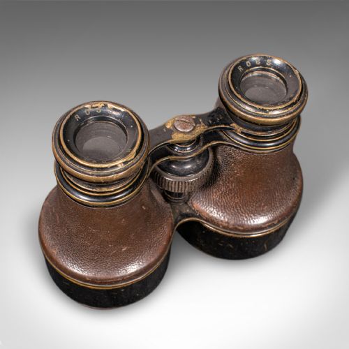 PAIR OF ANTIQUE OPERA GLASSES ENGLISH LEATHER BRASS BINOCULARS ROSS LONDON - ADDITIONAL PHOTO 7
