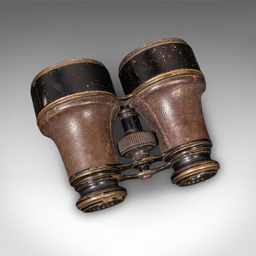 PAIR OF ANTIQUE OPERA GLASSES ENGLISH LEATHER BRASS BINOCULARS ROSS LONDON - ADDITIONAL PHOTO 8