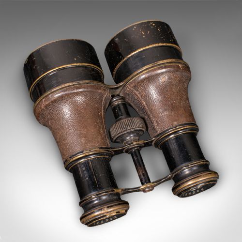 PAIR OF ANTIQUE OPERA GLASSES ENGLISH LEATHER BRASS BINOCULARS ROSS LONDON - ADDITIONAL PHOTO 9