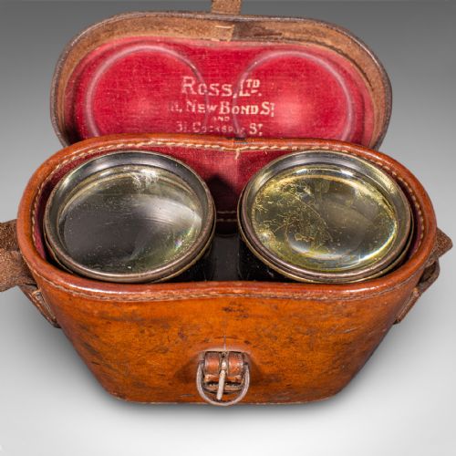 PAIR OF ANTIQUE OPERA GLASSES ENGLISH LEATHER BRASS BINOCULARS ROSS LONDON - ADDITIONAL PHOTO 10