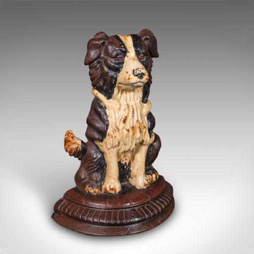 PAIR OF ANTIQUE BORDER COLLIE DOORSTOPS ENGLISH DOG DOOR KEEPERS VICTORIAN - ADDITIONAL PHOTO 5