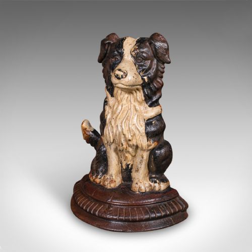 PAIR OF ANTIQUE BORDER COLLIE DOORSTOPS ENGLISH DOG DOOR KEEPERS VICTORIAN - ADDITIONAL PHOTO 7