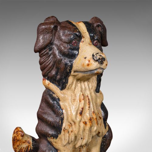 PAIR OF ANTIQUE BORDER COLLIE DOORSTOPS ENGLISH DOG DOOR KEEPERS VICTORIAN - ADDITIONAL PHOTO 9