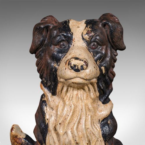 PAIR OF ANTIQUE BORDER COLLIE DOORSTOPS ENGLISH DOG DOOR KEEPERS VICTORIAN - ADDITIONAL PHOTO 10