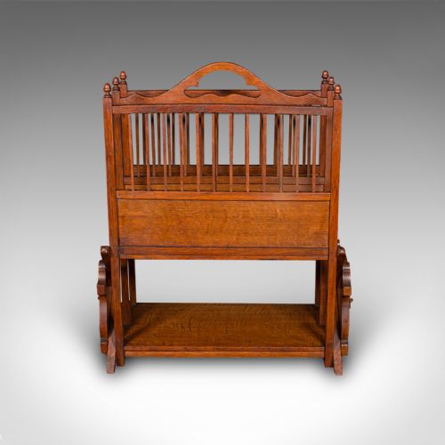 ANTIQUE METAMORPHIC CANTERBURY STAND ENGLISH OAK MAGAZINE RACK EDWARDIAN - ADDITIONAL PHOTO 3