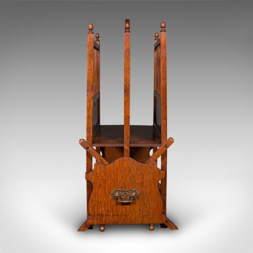 ANTIQUE METAMORPHIC CANTERBURY STAND ENGLISH OAK MAGAZINE RACK EDWARDIAN - ADDITIONAL PHOTO 4