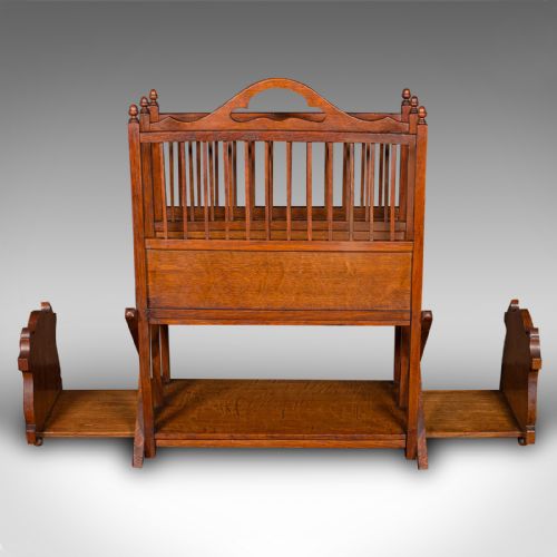 ANTIQUE METAMORPHIC CANTERBURY STAND ENGLISH OAK MAGAZINE RACK EDWARDIAN - ADDITIONAL PHOTO 5