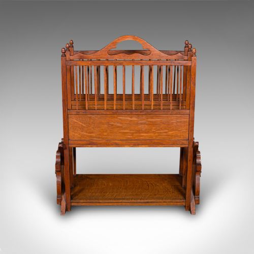 ANTIQUE METAMORPHIC CANTERBURY STAND ENGLISH OAK MAGAZINE RACK EDWARDIAN - ADDITIONAL PHOTO 6