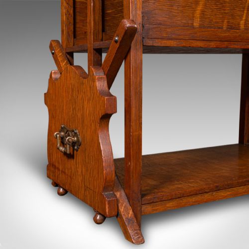 ANTIQUE METAMORPHIC CANTERBURY STAND ENGLISH OAK MAGAZINE RACK EDWARDIAN - ADDITIONAL PHOTO 9