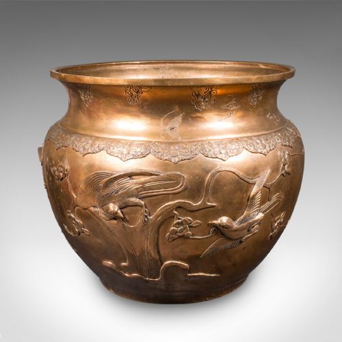 fig 1. Large Antique Jardinière, Japanese, Bronze, Tree Planter Pot, Victorian, Meiji