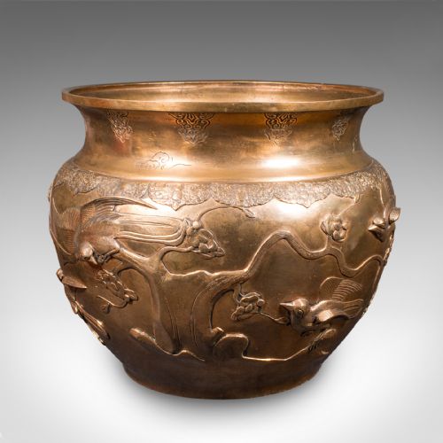 fig 3. Large Antique Jardinière, Japanese, Bronze, Tree Planter Pot, Victorian, Meiji