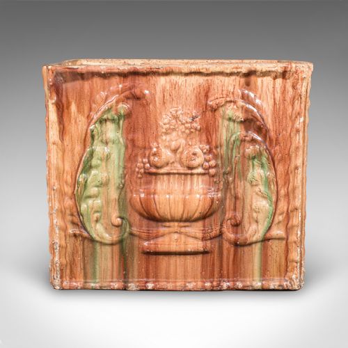 LARGE ANTIQUE PLANTER SCOTTISH CERAMIC JARDINIRE MAJOLICA TASTE VICTORIAN - ADDITIONAL PHOTO 3